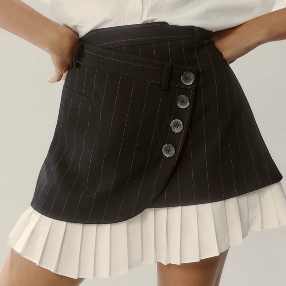 by Anthropologie Asymmetrical Menswear Mini Skirt size 2 nwt - Picture 11 of 11